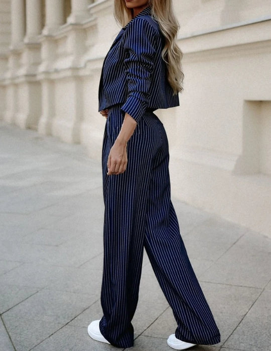 Two Piece Set Woman Short Blazer and Pants Set Elegant Long Sleeve