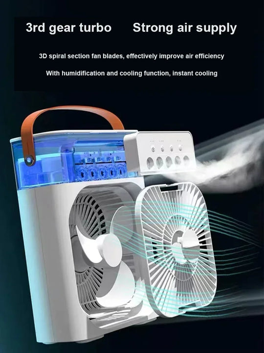 NEW Portable Humidifier Fan Air Conditioners USB Electric Fan LED Night Light Water Mist Fun 3 In 1 Air Cooler Humidifie ForHome