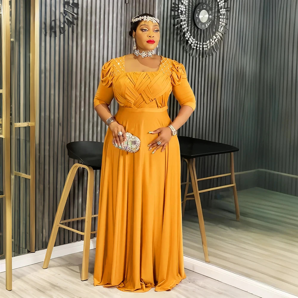 Curvy Elegant African Maxi Dress Half Sleeve Wedding Evening Gown for Women 2026 New Fashion Turkey Muslim Party Dress