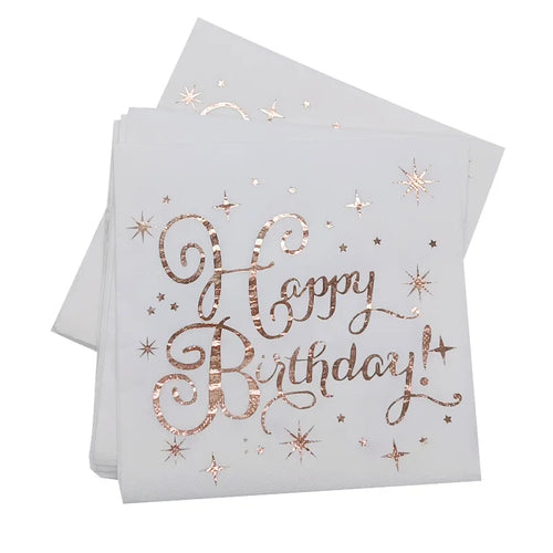 happy birthday Table Paper Napkins Elegant Tissue Beautiful Decor