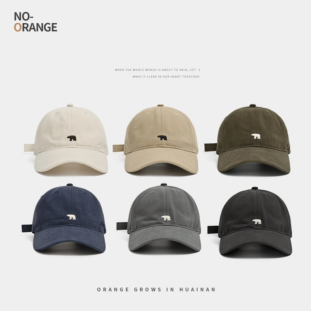 Stylish Bear Embroidered Baseball Cap Sun Protective Breathable