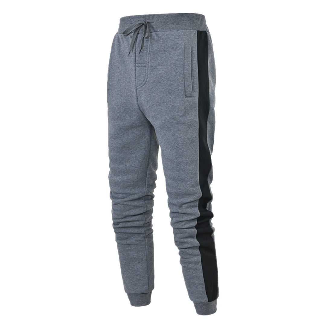 Mens Casual Hip Hop Pants Lace up Track Cuff Spliced Solid Color