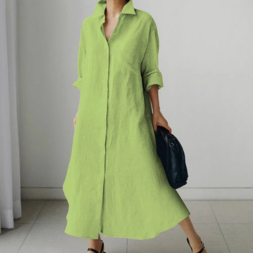 Solid Color Office V Neck Black Dress Long Sleeve High Temperament