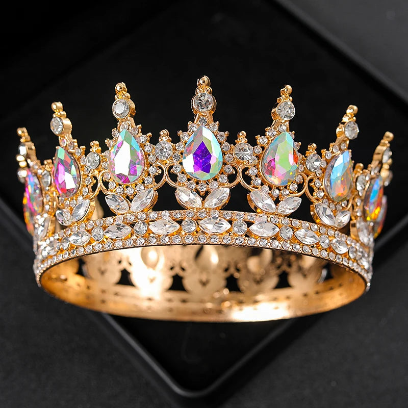 Baroque Crystal Tiaras And Crowns Rhinestone Prom Diadem Headband Crown Bridal Wedding Hair Accessories Jewelry Crown Tiara Gift