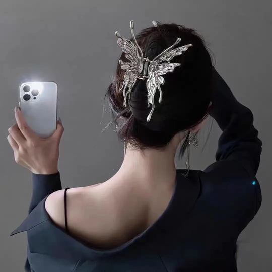 Butterfly Hair Clip Bright Silver Cross Geometric Hairpin Rose Flower