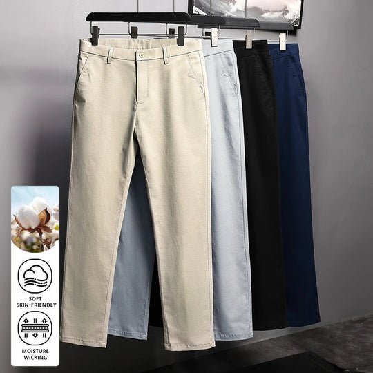 Top Grade 98% Cotton New Brand Casual Fashion Streetwear Slim Fit Long Pants Straight Pencil Trousers Men's Clothing