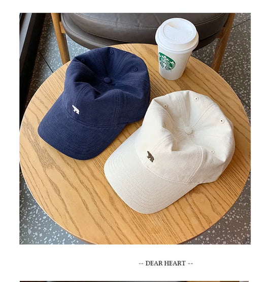 Stylish Bear Embroidered Baseball Cap Sun Protective Breathable