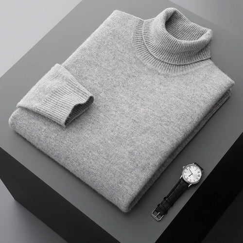 Fall/Winter 100% Wool Bottoming Shirt Men's Thickened Turtleneck