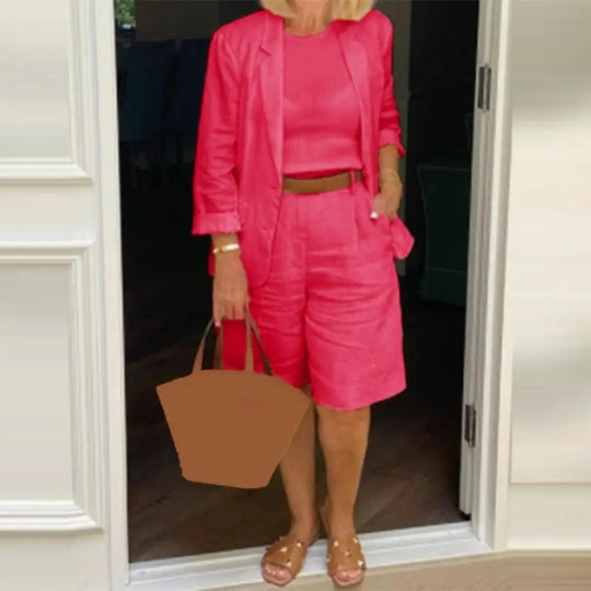1 Set Attractive Suit Coat Shorts  Loose Cool Two Piece Set