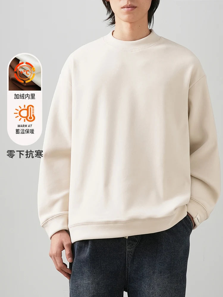 DUKEEN Fleece Half-Turtleneck Dralon Sweatshirts for Men Autumn and