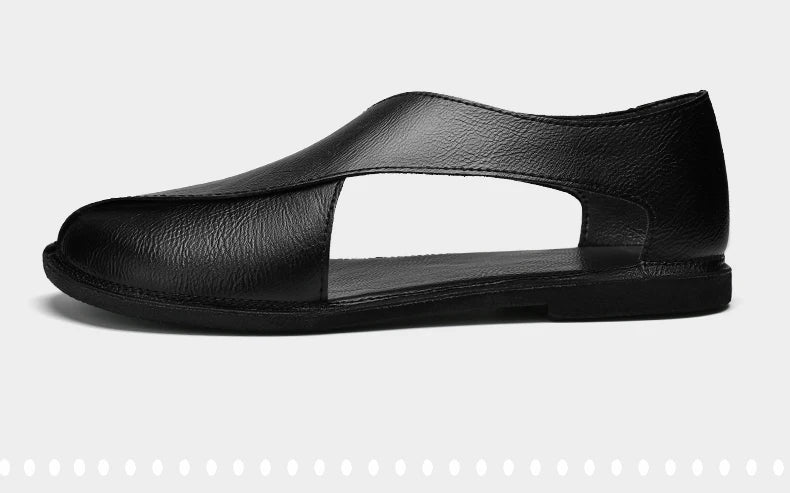 CLOHOO Men Sandals Summer Genuine Leather High Quality Roman Shoes Breathable Casual Non-Slip Male Slippers Free Shiping Shoes