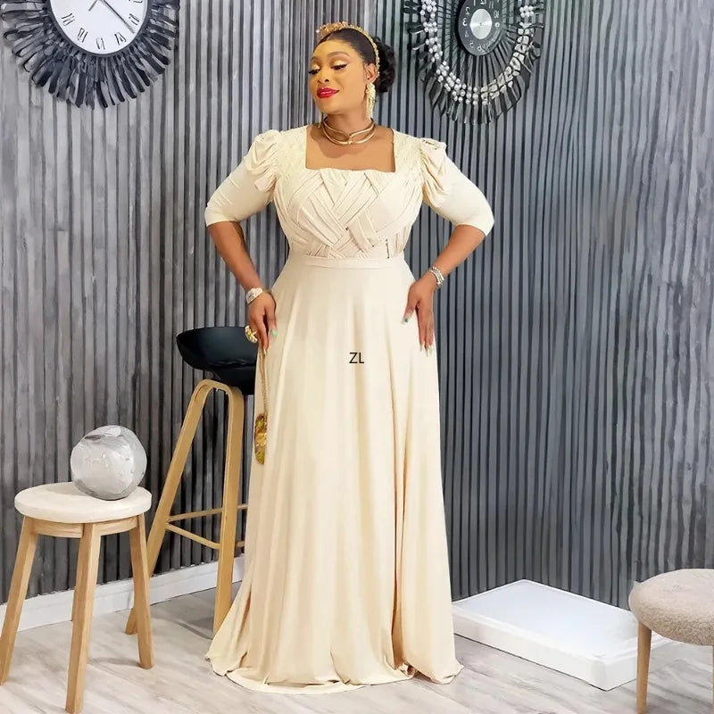 Curvy Elegant African Maxi Dress Half Sleeve Wedding Evening Gown for Women 2026 New Fashion Turkey Muslim Party Dress