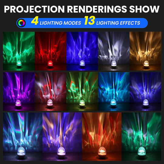 Dynamic Rotating Dinosaur Egg Mood Night Light, 13 Color Changing, USB Rechargeable Projector Lamp with Touch & Remote for Room