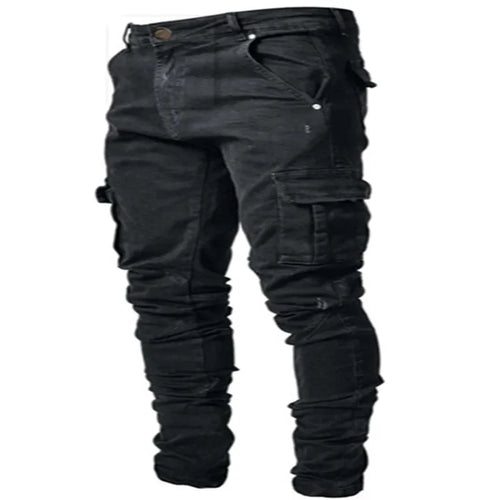 Autumn Winter New Men's Clothing Solid Color Stretch Multi-Bag Skinny