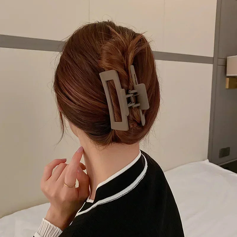 Acrylic Frosted Geometric Square Hollowed Hair Claws for Women Simple