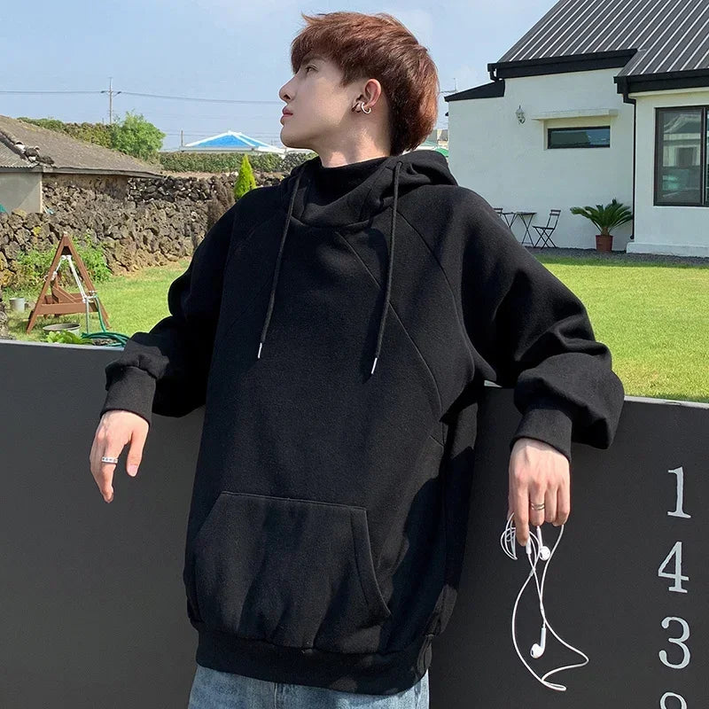 Autumn Turtleneck Fleece Hoodies For Men New High Street Oversize