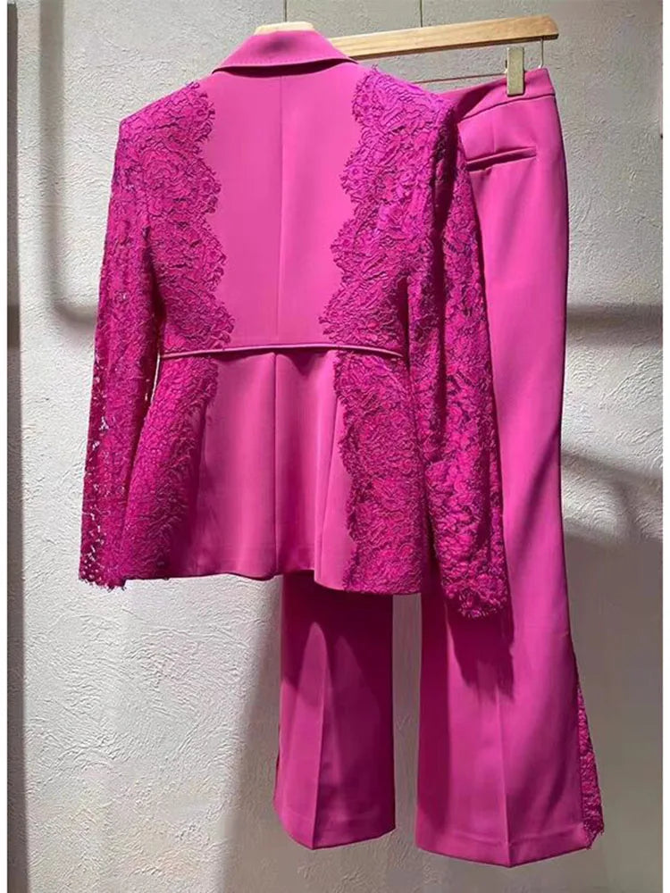 HIGH STREET Newest 2024 Runway Designer Suit Set Women's Lace