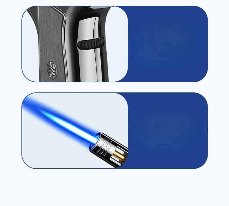 Outdoor Windproof Butane Gas Turbo Metal Lighter Multipurpose High Temperature Welding Gun Inflatable Lighter Men's Somking Tool