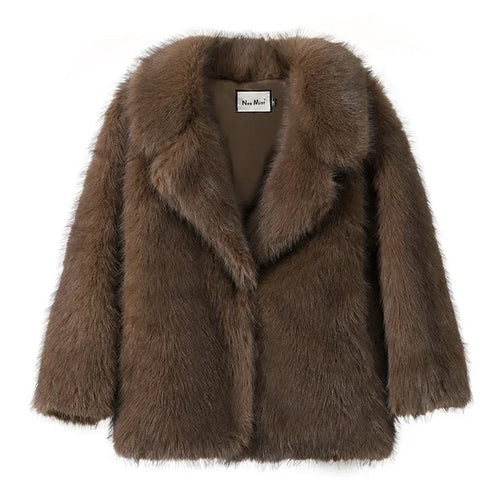 Neo Mint 2024 Winter Faux Fur Coat Women Brand Fashion Fluffy Fox Fur