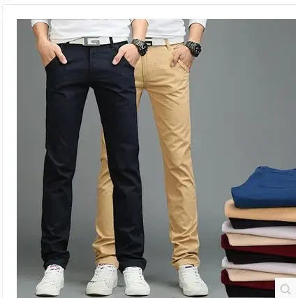 2023 summer New Casual Pants Men Cotton Slim Fit Chinos Fashion Male