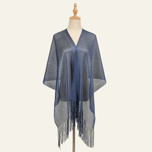 Shiny Bright Silk Scarf Women Evening Dress Shawl Tassel Gold Silver
