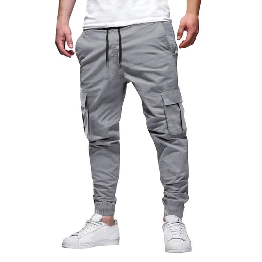 New style Men's drawstring pocket overalls fashion leisure outdoor