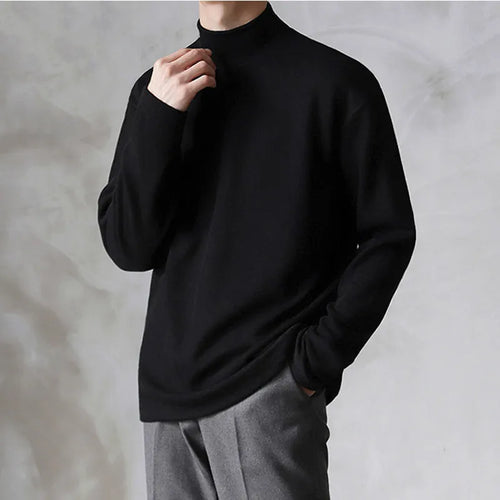 Yasuk Spring Autumn Winter Solid Casual Plush Turtleneck Men's Loose