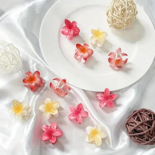 6Pcs Hawaiian Gradient Hair Clips Flower Hair Claws Women Small Size