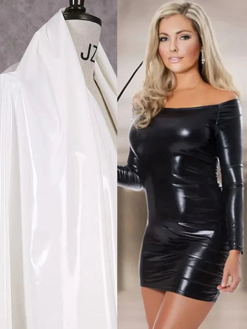 Strapless Long Sleeve Faux Latex Women Mini Dresses Ladies Fashion