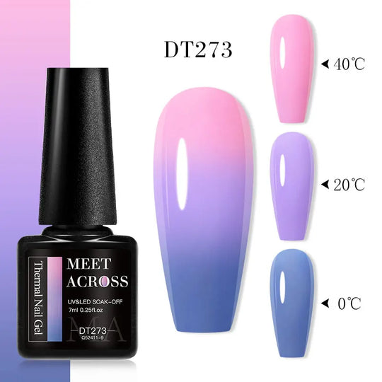 MEET ACROSS 7ml Thermal Gel Nail Polish Manicure 3 Layers Temperature Changing UV Gel Semi Permanent Soak Off Varnish Nail Art