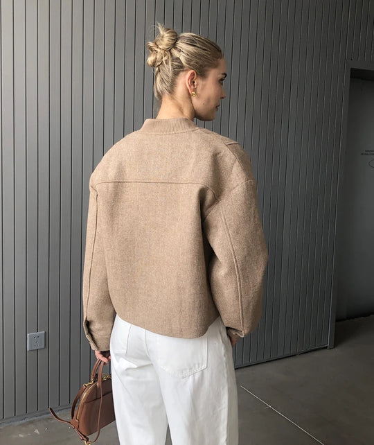 2024 Fall / Autumn New Women Fashion Basic Wool Cropped Jacket Short