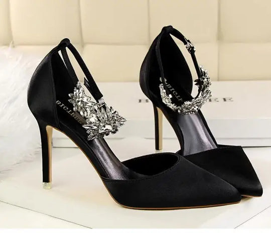 New Arrival Women Sandals High Heels 8Cm Elegant Office Ladies Shoes Women Sandals Silk Material Luxury Singles Party Shoes