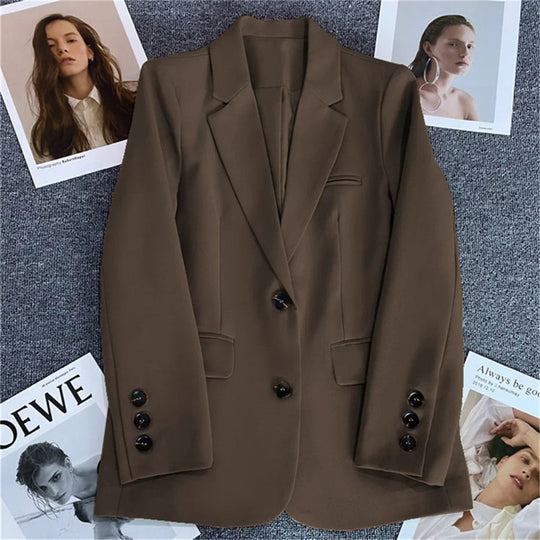 2024 Women Jacket New in Korean Fashion Small Suit Top Brown Suit Coat