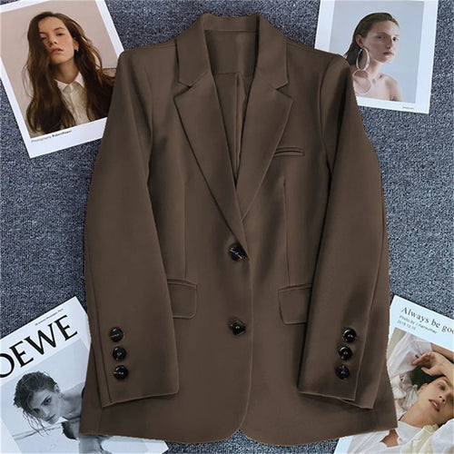 2024 Women Jacket New in Korean Fashion Small Suit Top Brown Suit Coat