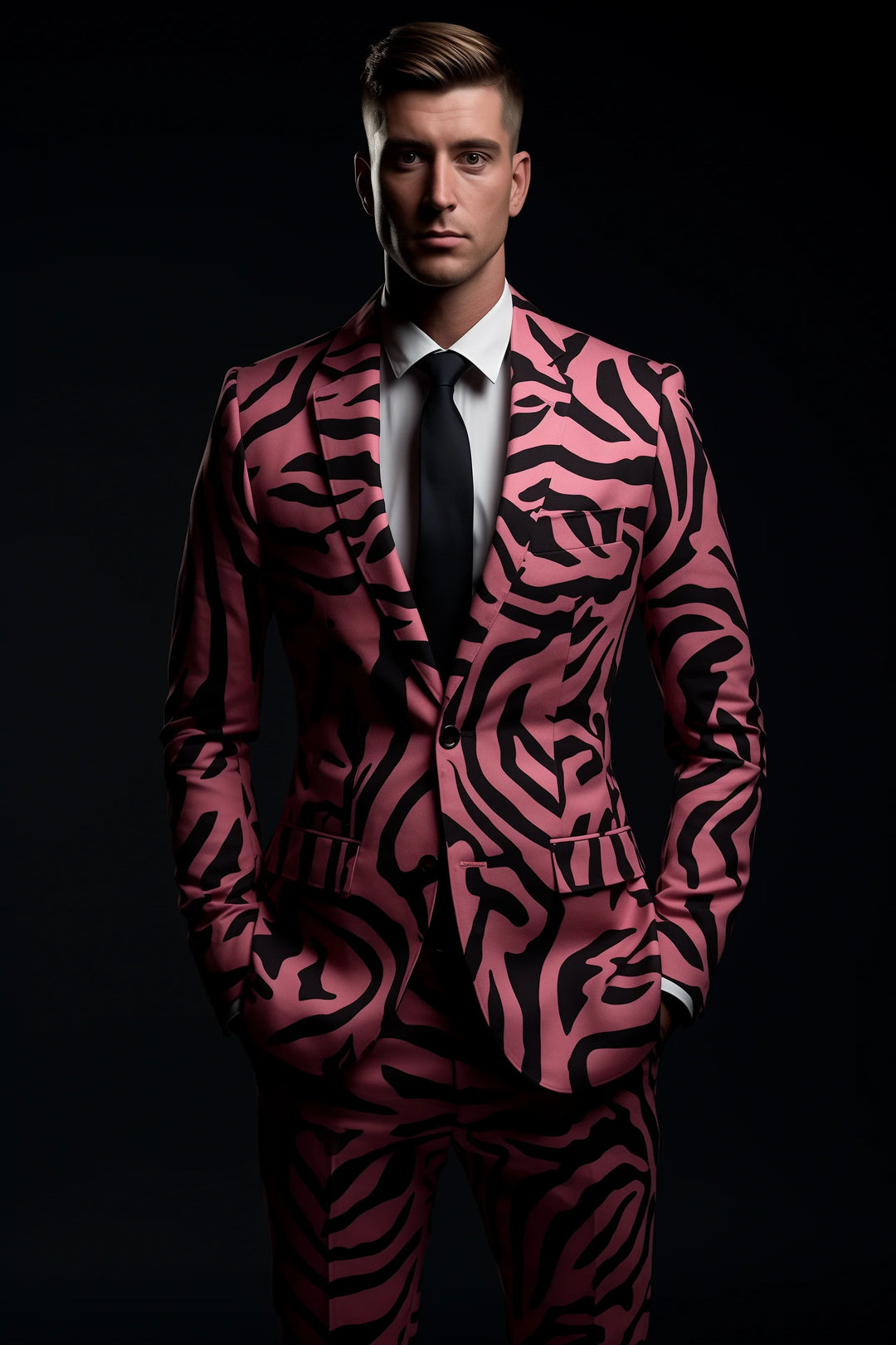 Fashion American Slim Men's Suit Men's Leopard Print Suit Casual Party Crocodile Suit Jacket Coat Bar Wedding Performance Set