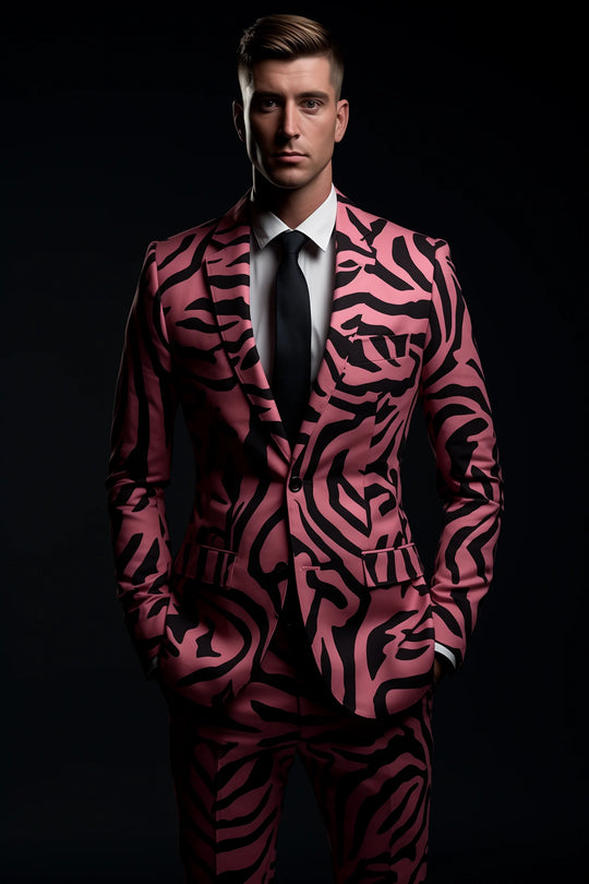 Fashion American Slim Men's Suit Men's Leopard Print Suit Casual Party Crocodile Suit Jacket Coat Bar Wedding Performance Set