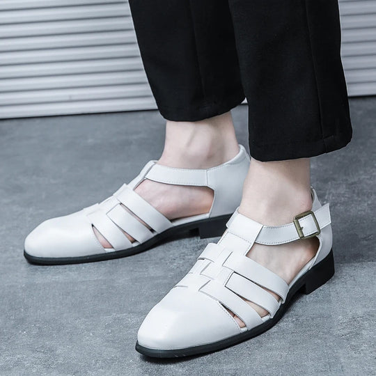 New Soft Leather Men's Sandals Outdoor Summer Beach Shoes Comfortable Male Roman Shoes All-match Sandaly Hollow Out Casual Shoes