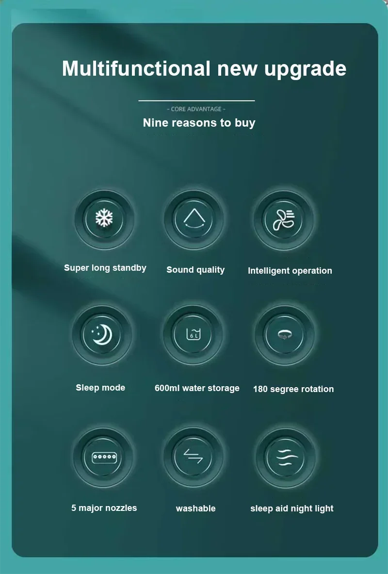 NEW Portable Humidifier Fan Air Conditioners USB Electric Fan LED Night Light Water Mist Fun 3 In 1 Air Cooler Humidifie ForHome