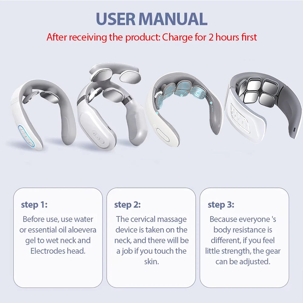 New Neck Massage Intelligent USB Rechargeable Adjustment Heating Pressing Pulse Portable Pulse Cervical Spine Massager Neck Care