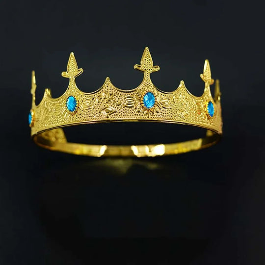 Trendy Vintage Baroque Crown Antique Bronze Elegant King Tiara Crown Adjustable Multicolor Prince Rhinestone Tiara Men