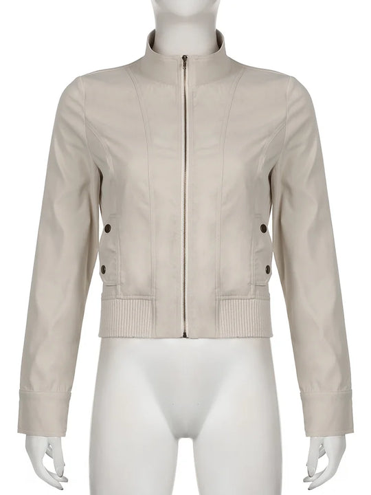 Cuteandpsycho Vintage Zip Up Chic Jackets Autumn Streetwear Pockets