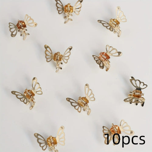 10pcs Mini Hollow Out Butterfly Design Sweet Hair Clip Retro Bangs