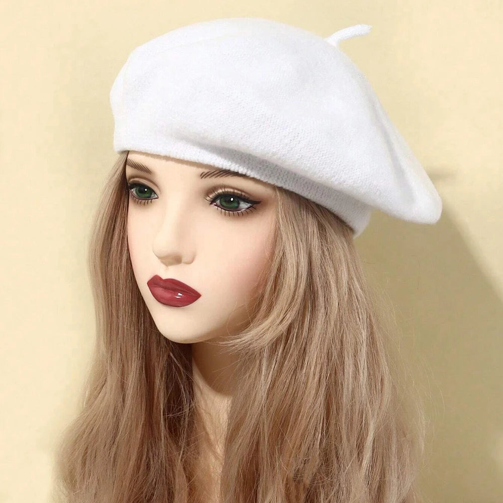 1pc New Autumn And Winter Women's Knitted Warm Hat French Fashion Beret Versatile Temperament Painter Hat Suitable For Daily Use