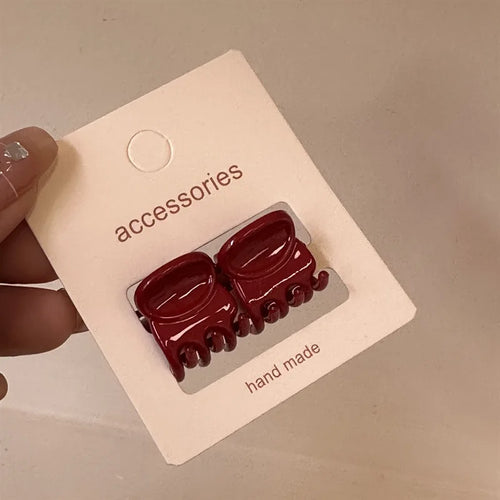 2pcs New Year's Red Festival Mini Hair Clip Retro Red Edge Clip Cute