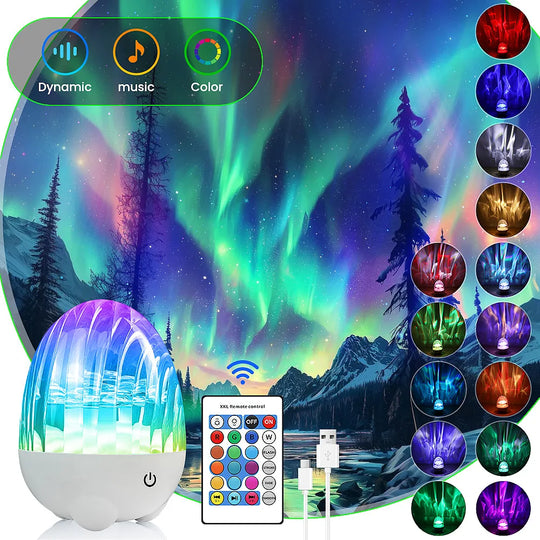 Dynamic Rotating Dinosaur Egg Mood Night Light, 13 Color Changing, USB Rechargeable Projector Lamp with Touch & Remote for Room