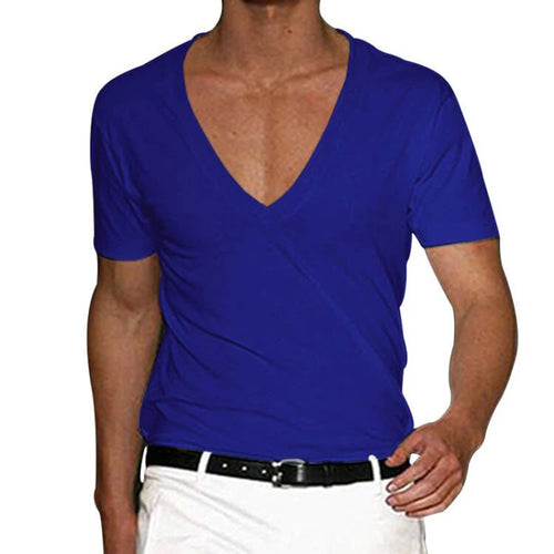 Vintage Loose Cotton T Shirts Men Casual V Neck Short Sleeve Solid