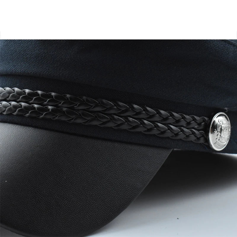 Women Men PU Leather Berets Hat Retro British Solid Beret Baseball Cap Outdoor Sun Hat Winter Warm Octagonal Hats Newsboy Caps