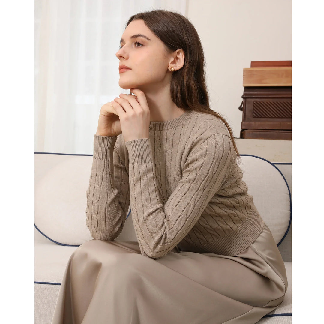 AP Women 2025 Autumn and Winter Cableknit Sweater Soft Casual Five