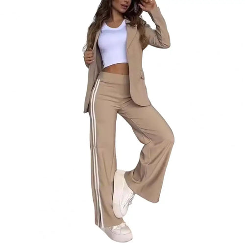 2 Pcs/Set Women's Blazer Formal Coat Pants Set Autumn Winter Long