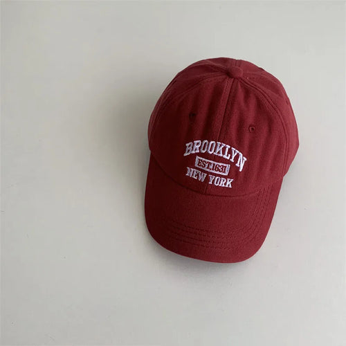 Letter Kids Baseball Cap Solid Color Toddler Sun Hat Korean Embroidery